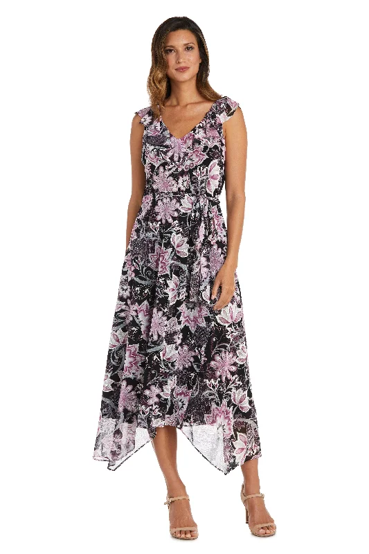 R&M Richards High Low Floral Petite Dress 9254P