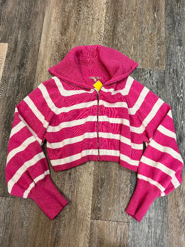 Sweater By Bailey Rose In Pink & White, Size: L