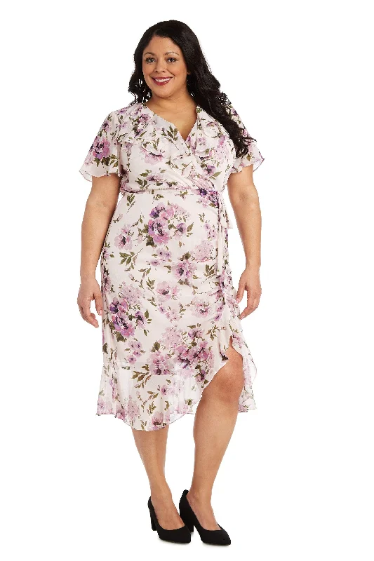 R&M Richards 7776W High Low Plus Size Chiffon Dress