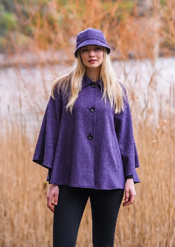 Mucros Country Cape | Purple Herringbone