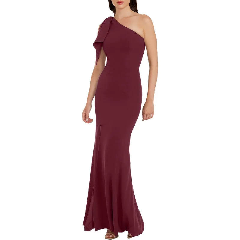 Georgina Womens Crepe One Shoulder Evening Dress