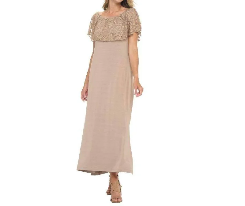 Lace Maxi Dress In Toast