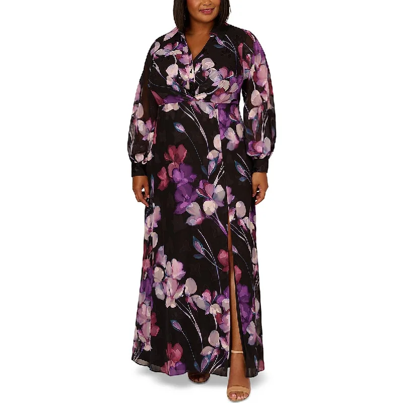 Womens Floral Print Maxi Shirtdress