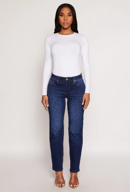 WAX Frayed Detail Straight Leg Jeans