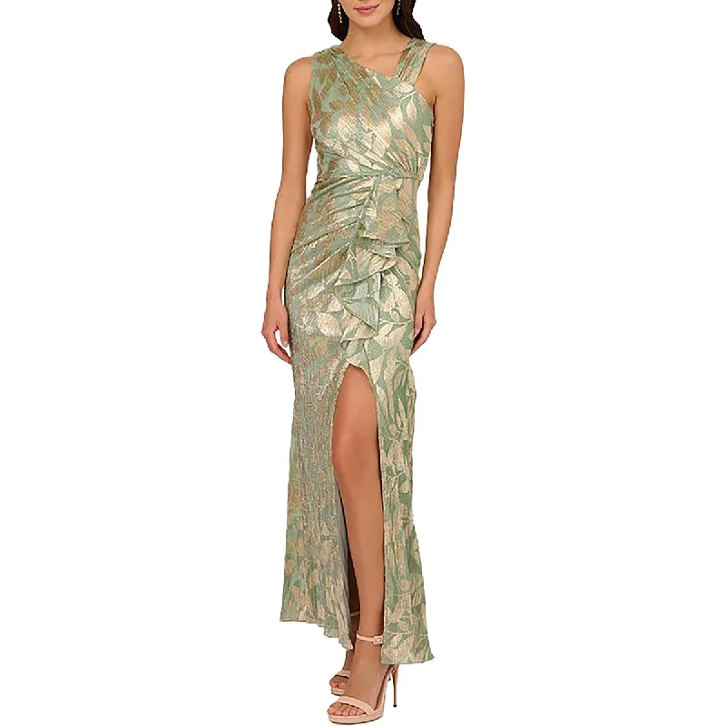 Womens Full Length Metallic Evening Dress