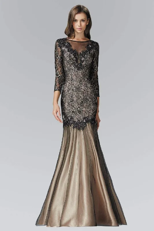 Elizabeth K - GL2107 Three Quarter Sleeve Lace Trumpet Gown