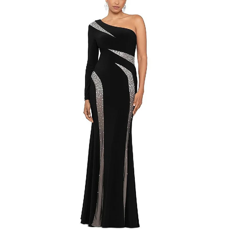 Womens Full Length One Shoulder Evening Dress