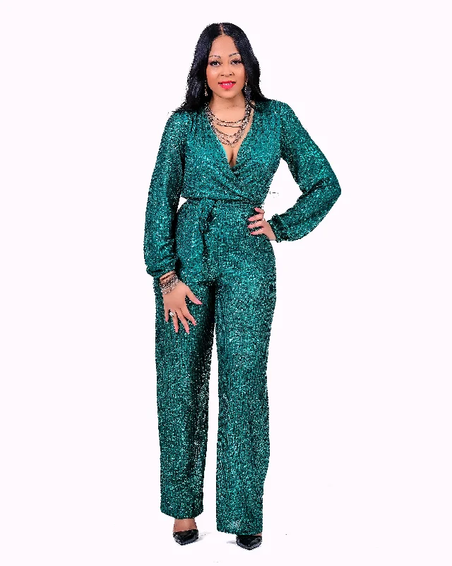 Bedazzled Jumpsuit Green