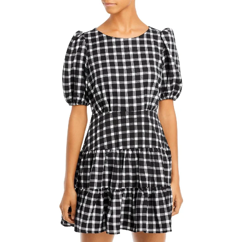 Womens Plaid Short Mini Dress