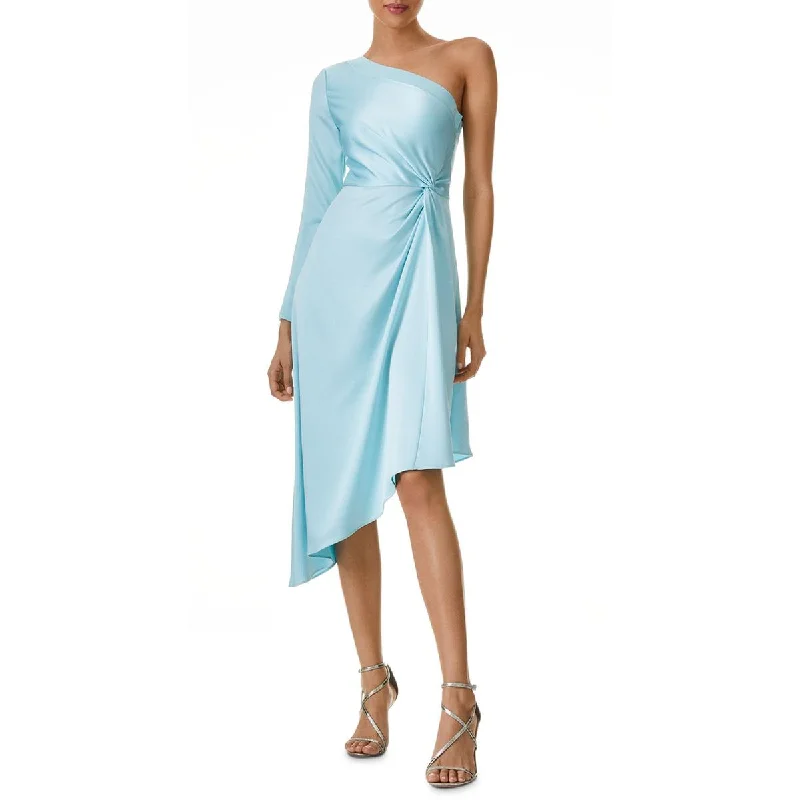 Dora Womens Satin One Shoulder Cocktail and Party Dress