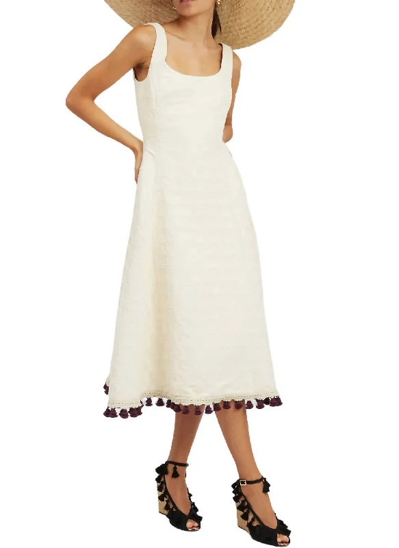 Sophia Embroidered Midi Dress In Cream