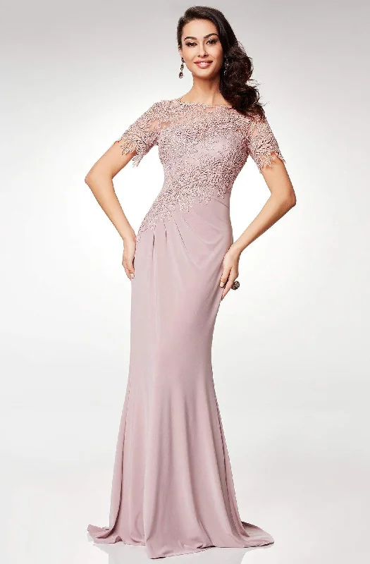 Clarisse - M6517 Lace Illusion Bateau Chiffon Trumpet Dress