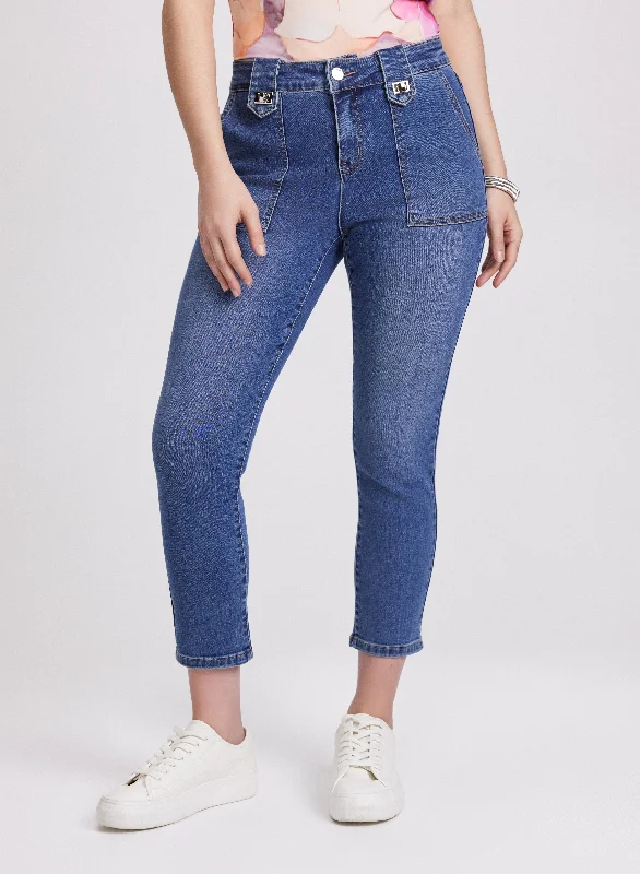 Patch Pocket Straight-Leg Jeans