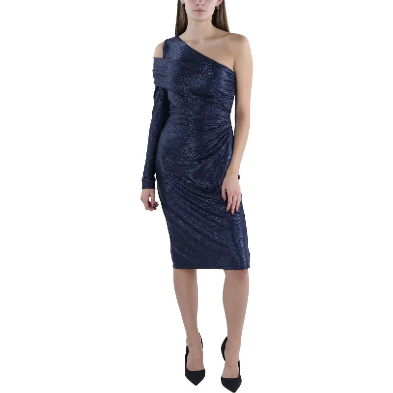 Womens Knit Metallic Cocktail And Party Dress