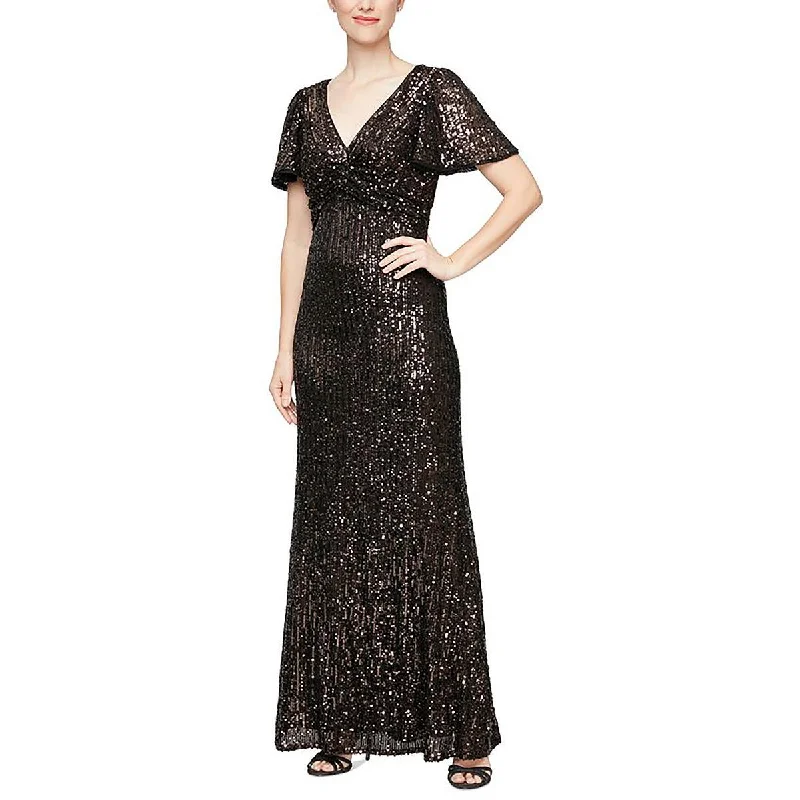 Womens Full Length Seqined Evening Dress