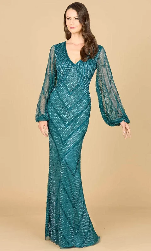 Lara Dresses 29228 - Long Sleeve Beaded Long Dress