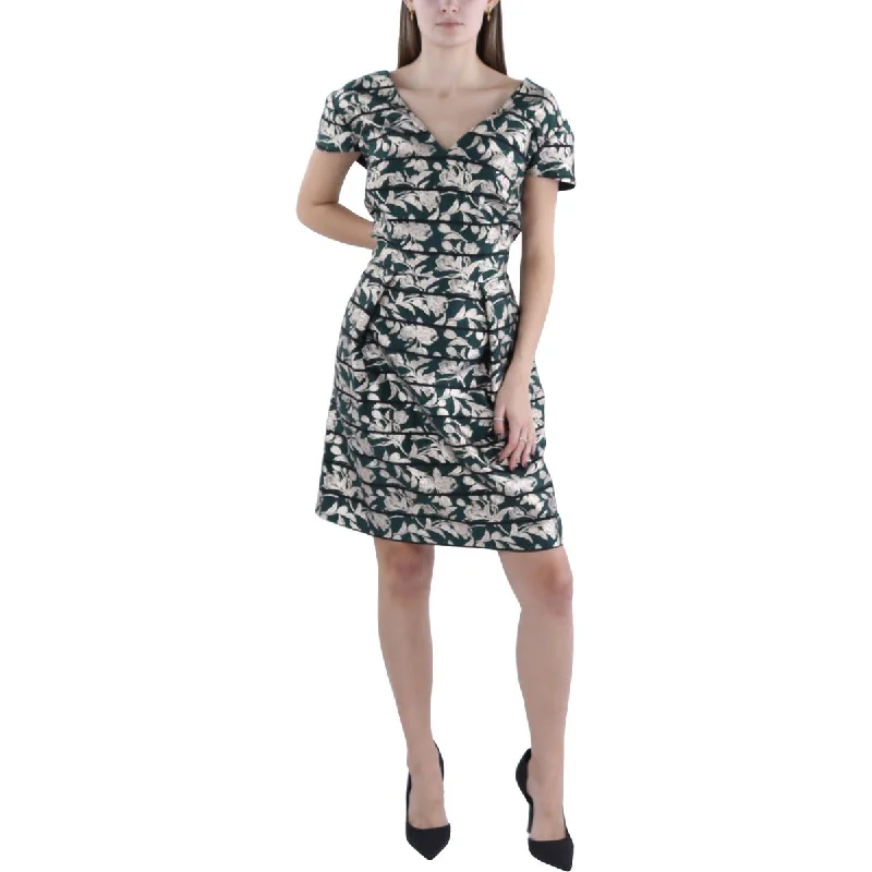 Juniors Womens Metallic Floral Cocktail And Party Dress