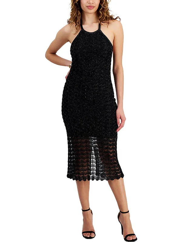 Alina Womens Mettallic Midi Cocktail And Party Dress