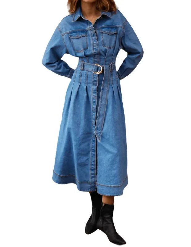 Aradia Denim Midi Dress In Classic Wash