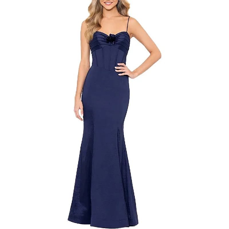 Juniors Womens Prom Rosette Evening Dress