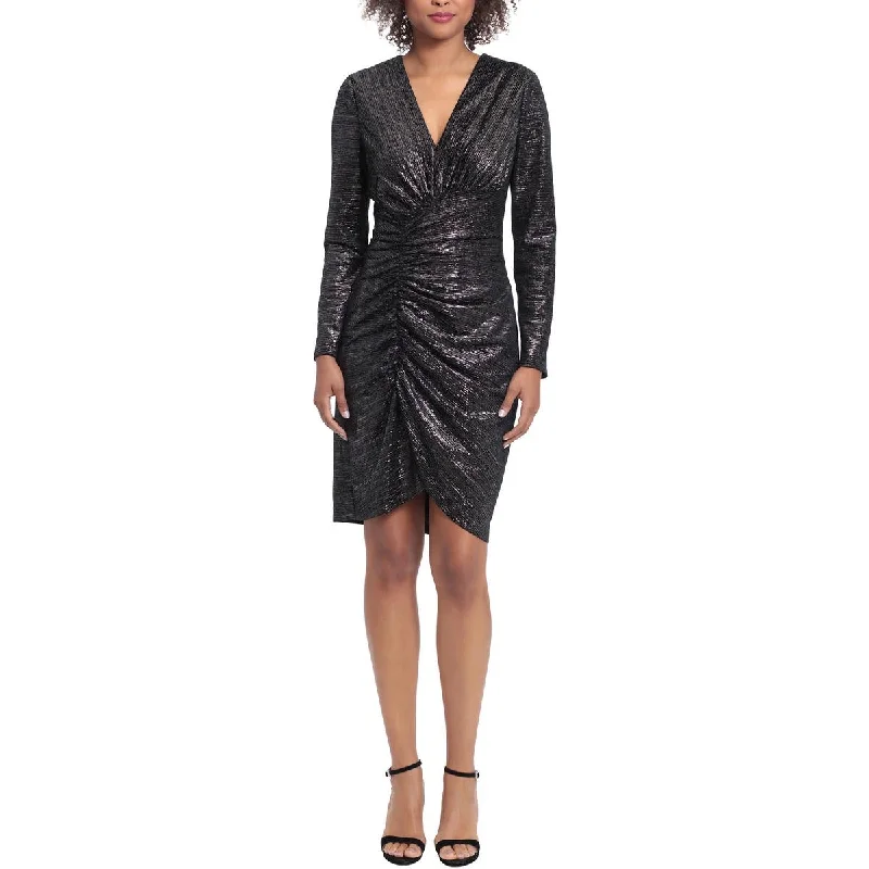 Womens Velvet Metallic Cocktail And Party Dress