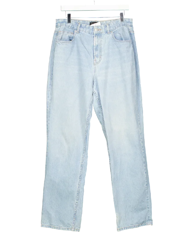 ASOS Blue Ember Low Rise Wide Leg Jeans In Bleach W32