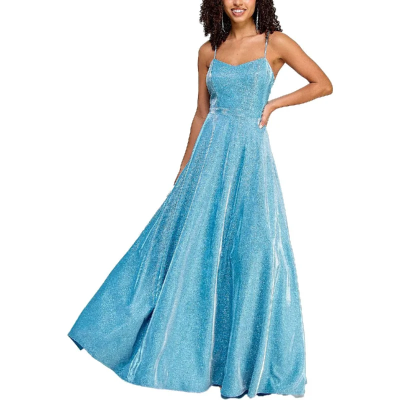 Juniors Womens Shimmer Long Evening Dress