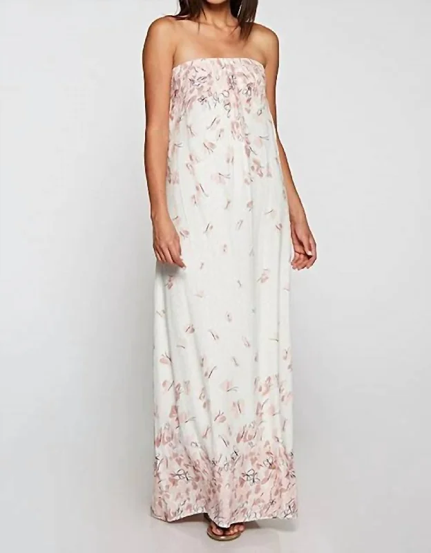 Floral Halter Tie Maxi Dress In Cream