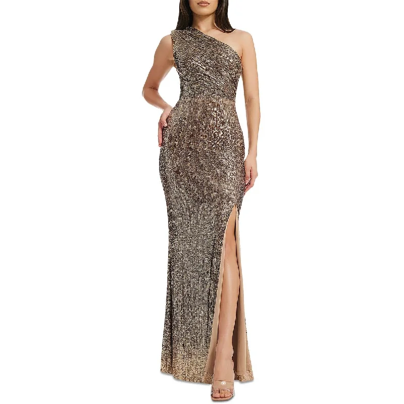 Womens Full Length Sequined Evening Dress