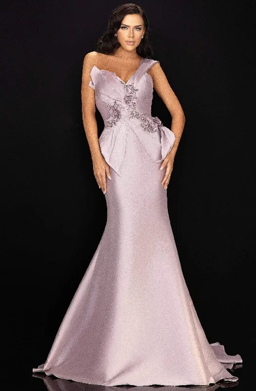 Terani Couture - 2011M2160 Beaded Floral Bodice Knot-Ornate Gown