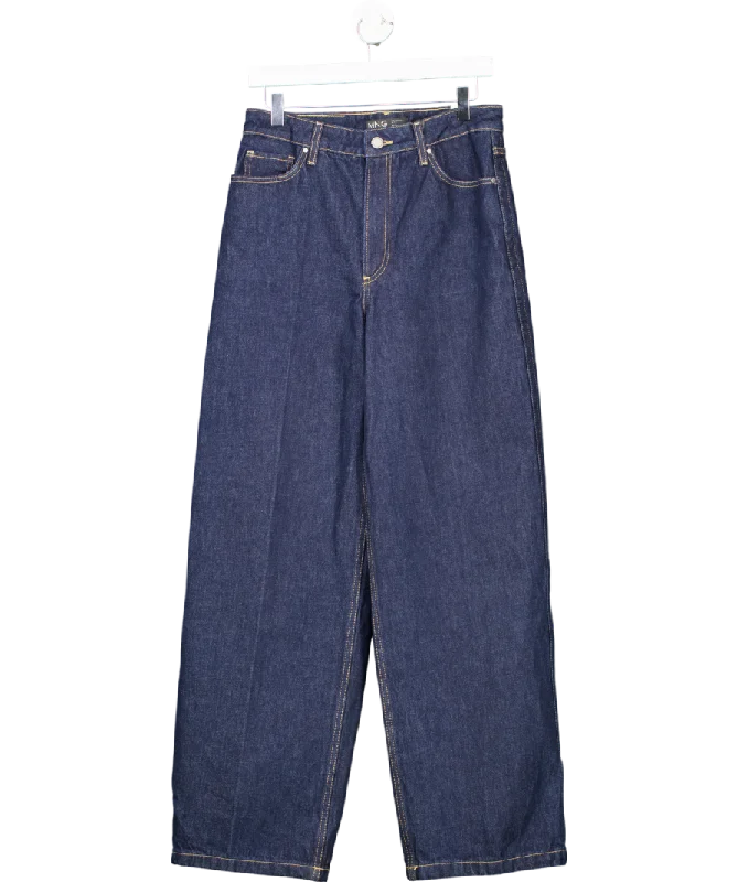 MANGO Blue High Waist Straight Jeans UK 8