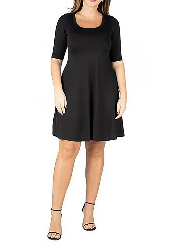 Womens Scoop Neck Knee Length Midi Dress