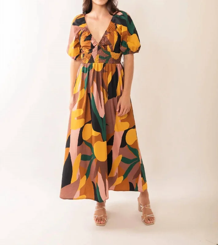 Tianna Midi Dress In Multi-Colored