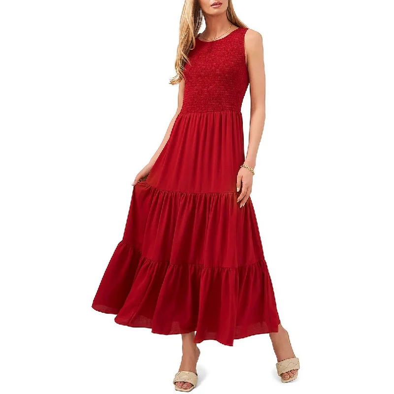 Womens Crew Neck Ruffled Maxi Dress