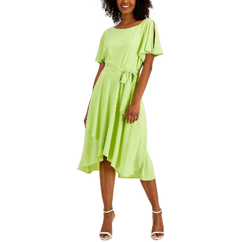 Womens Flutter Sleeve A-Line Cocktail and Party Dress