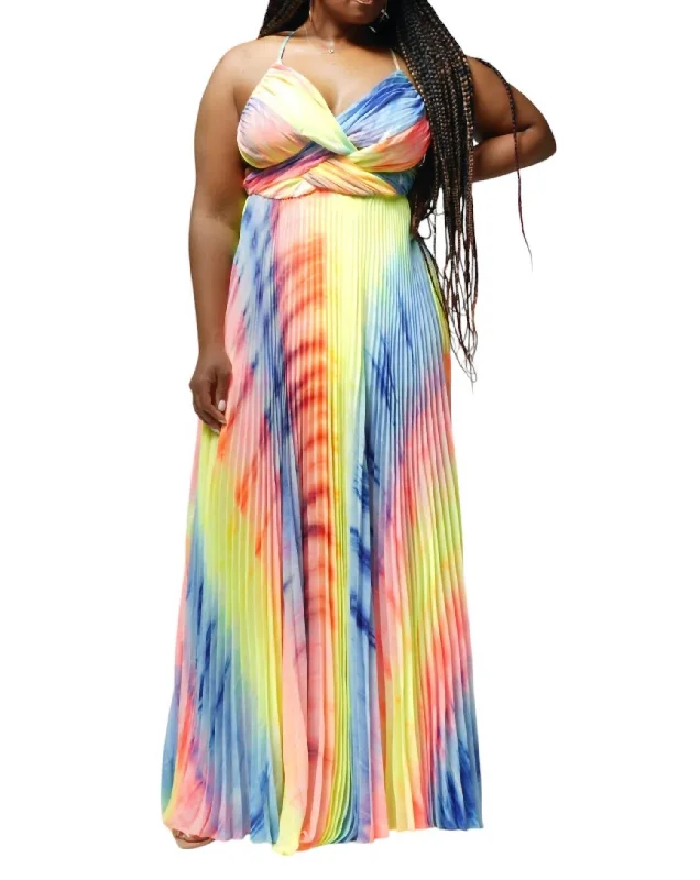 Tie Dye Maxi Dress In Pink Multi