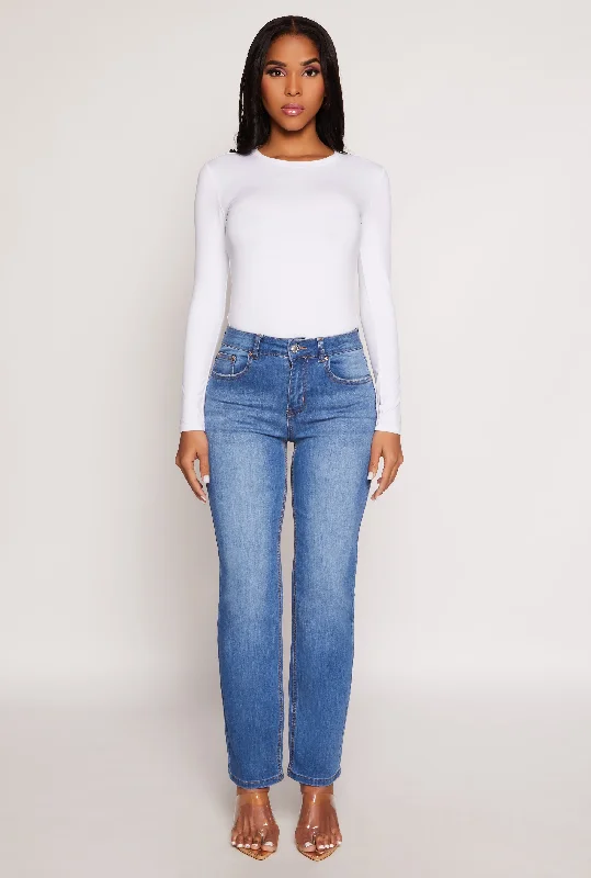 WAX Frayed Detail Straight Leg Jeans