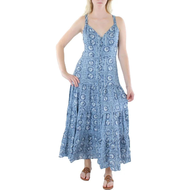 Womens Linen Button-down Maxi Dress