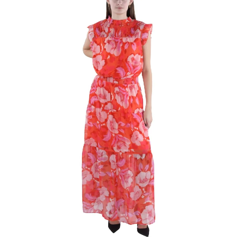 Plus Womens Floral Smocked Maxi Dress