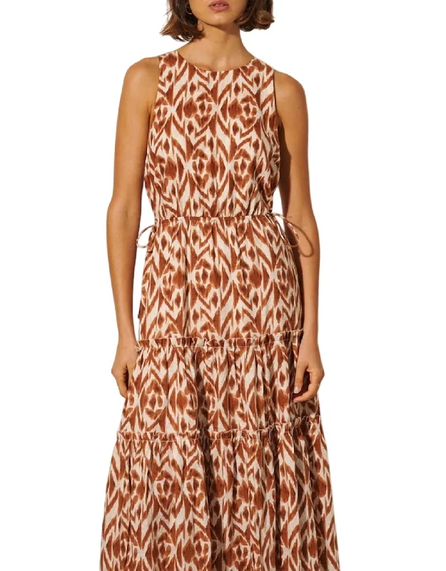 Marisa Cut Out Maxi Dress In Chocolate Aztec