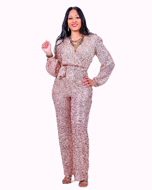 Bedazzled Jumpsuit Gold