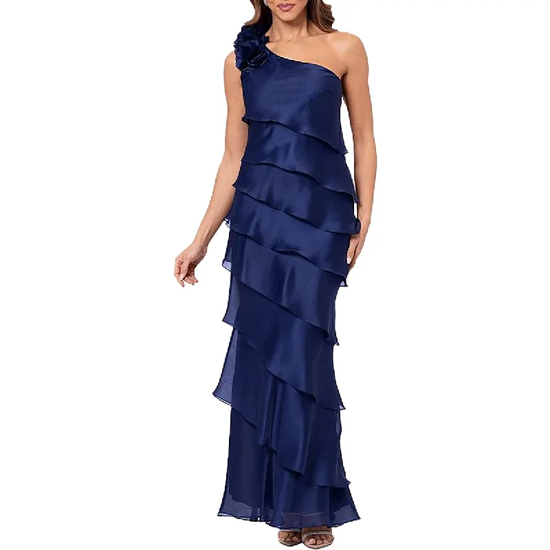 Womens Chiffon Ruffled Evening Dress