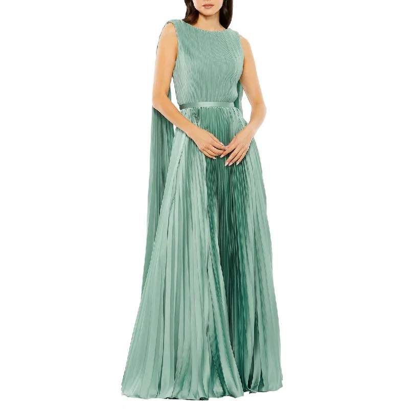 Womens Satin Pleated Evening Dress