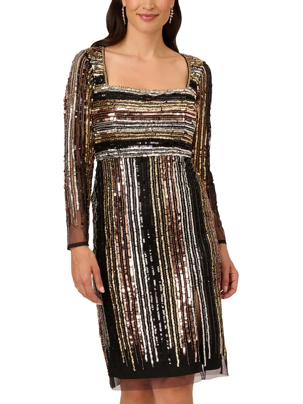 Womens Sequined Midi Cocktail And Party Dress