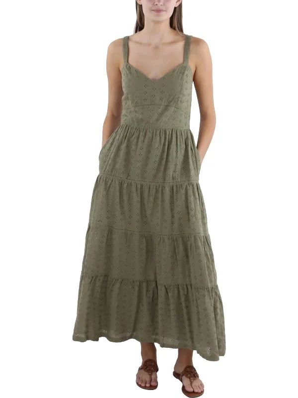 Womens Cotton Tea Length Maxi Dress