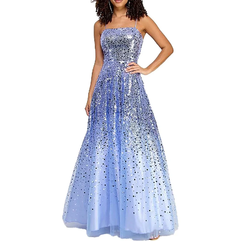 Juniors Womens Full Length Sequined Evening Dress