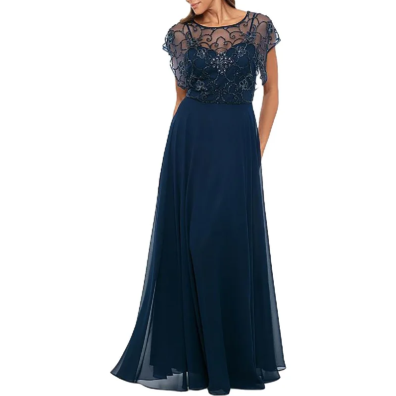 Womens Beaded Polyester Evening Dress