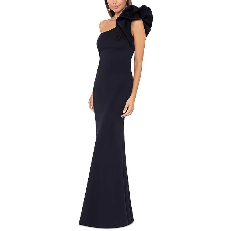 Petites Womens Full Length One Shoulder Evening Dress