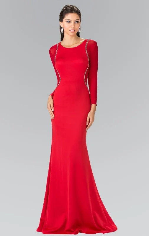 Elizabeth K - GL2284 Beaded Scoop Neck Rome Jersey Sheath Dress