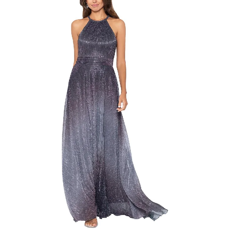 Womens Metallic Ombre Evening Dress